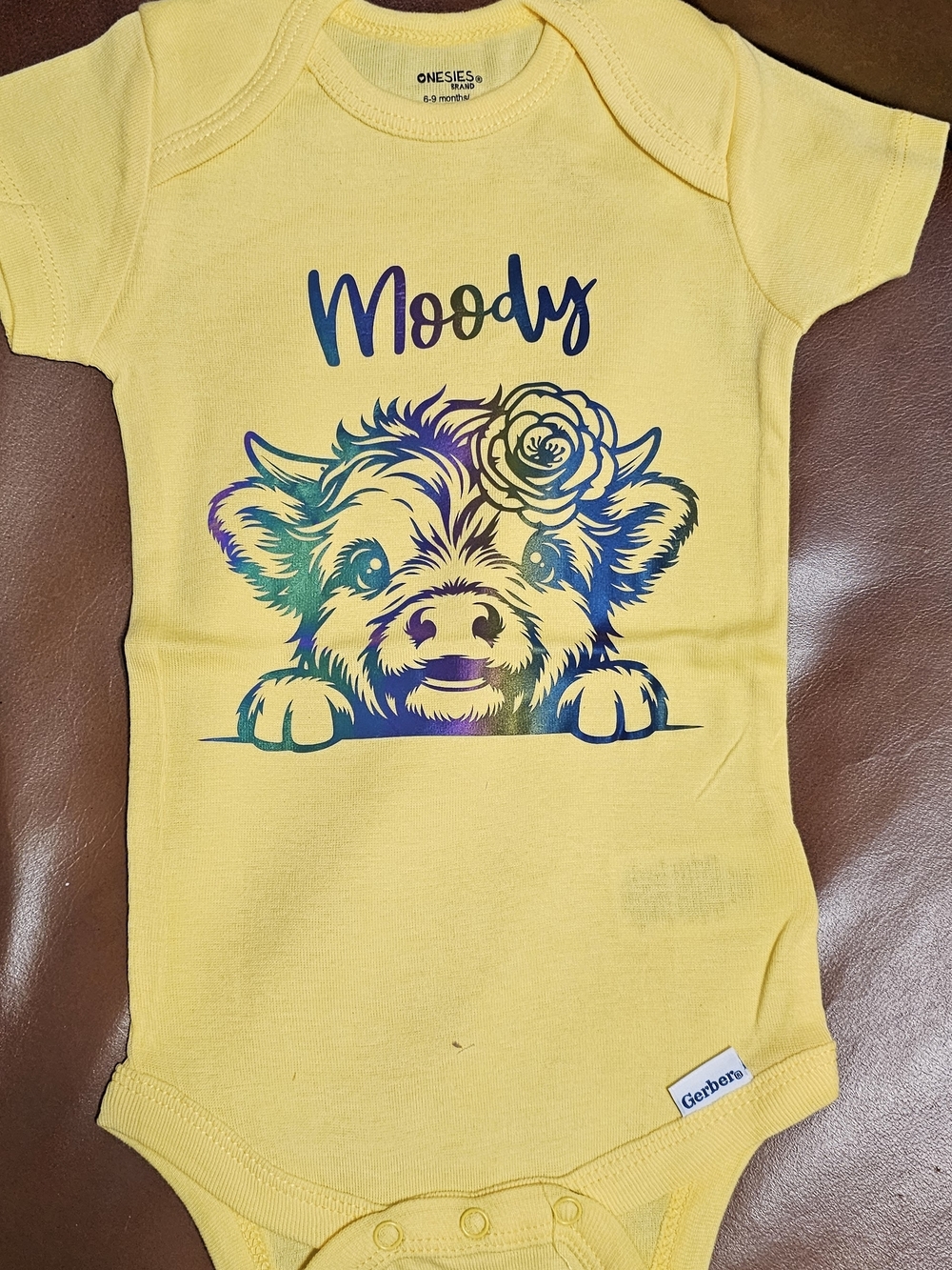 Gerber Yellow Baby Onesie with Colorful Pig Graphic